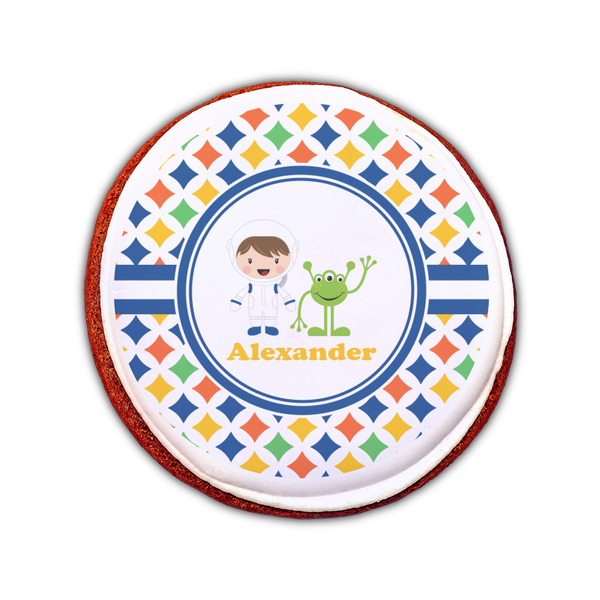 Boy's Astronaut Printed Icing Circle - Small - On Cookie