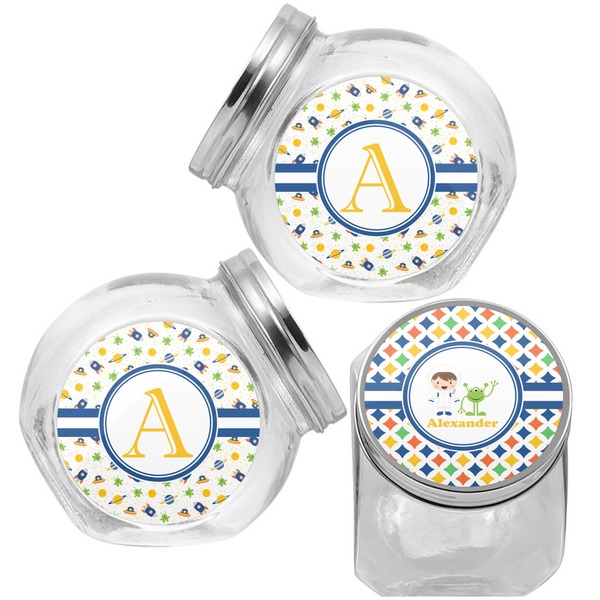 Boy's Astronaut Puppy Treat Jar - Top Left Right