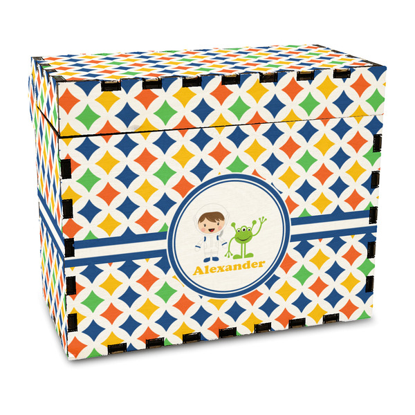 Custom Boy's Astronaut Wood Recipe Box - Full Color Print (Personalized)
