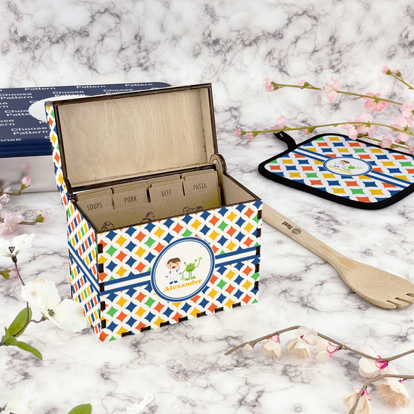 Boy's Astronaut Recipe Box - Full Color - In Context