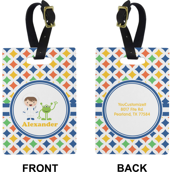 Boy's Astronaut Rectangle Luggage Tag (Front + Back)