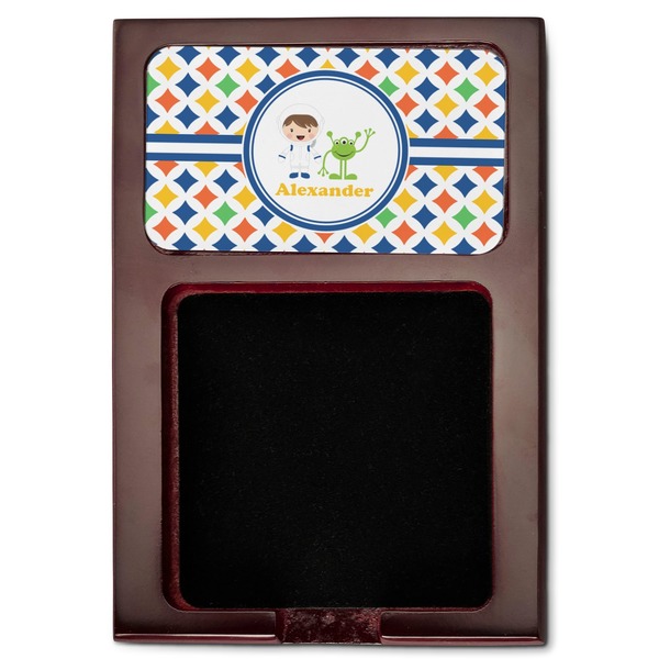 Boy's Astronaut Red Mahogany Sticky Note Holder - Flat