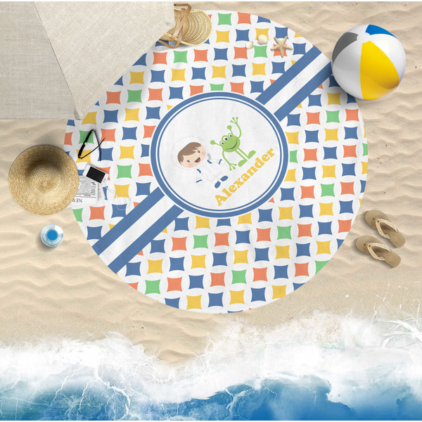 Boy's Astronaut Round Beach Towel Lifestyle