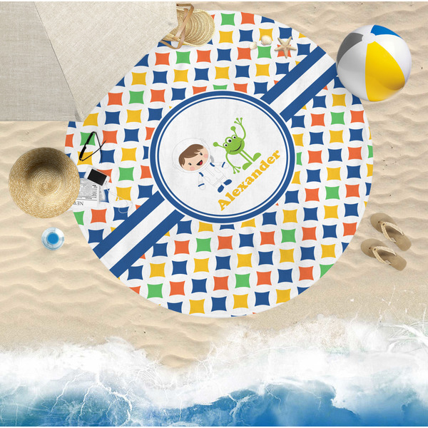 Boy's Astronaut Round Beach Towel Lifestyle