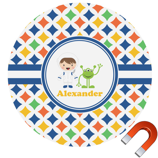 Custom Boy's Astronaut Round Car Magnet - 10" (Personalized)