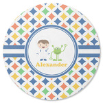 Boy's Astronaut Round Rubber Backed Coaster (Personalized)