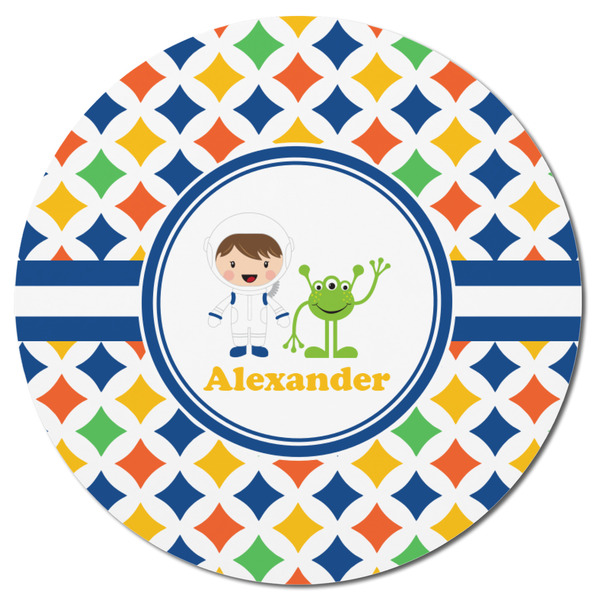 Boy's Astronaut Round Fridge Magnet - FRONT