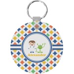 Boy's Astronaut Round Plastic Keychain (Personalized)