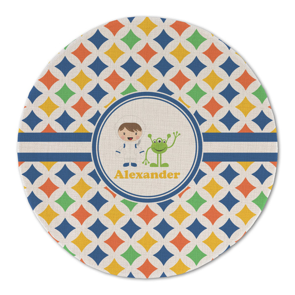 Boy's Astronaut Round Linen Placemats - FRONT (Double Sided)