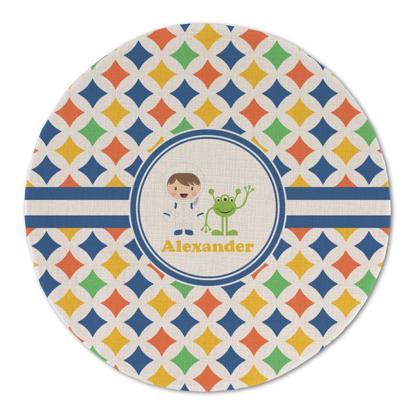 Custom Boy's Astronaut Round Linen Placemat - Single Sided (Personalized)