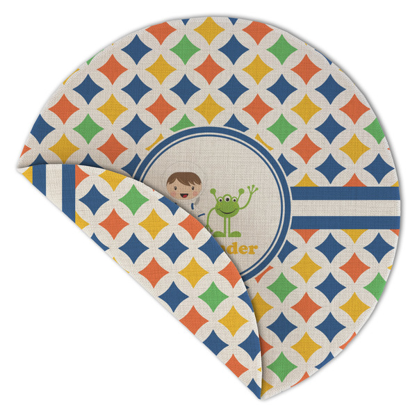 Boy's Astronaut Round Linen Placemats - Front (folded corner double sided)