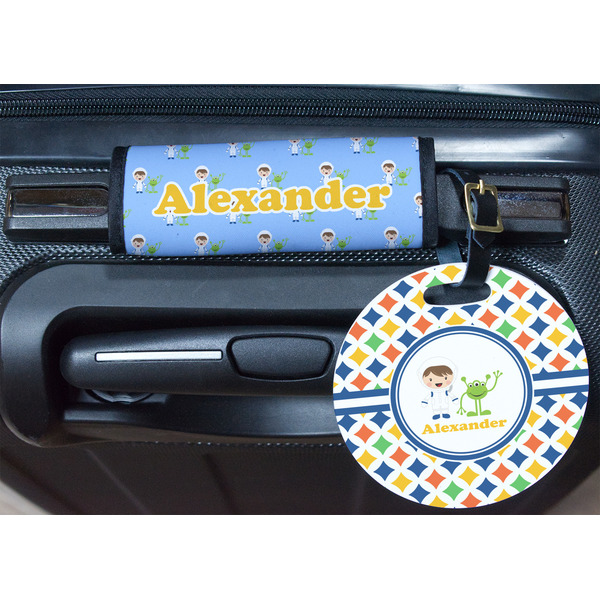 Boy's Astronaut Round Luggage Tag & Handle Wrap - In Context
