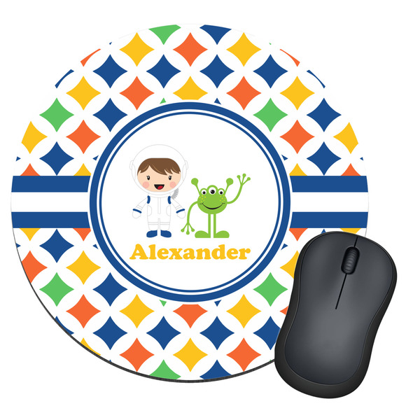 Custom Boy's Astronaut Round Mouse Pad (Personalized)