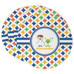Boy's Astronaut Round Paper Coasters w/ Name or Text