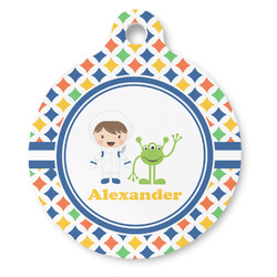 Boy's Astronaut Round Pet ID Tag - Large (Personalized)