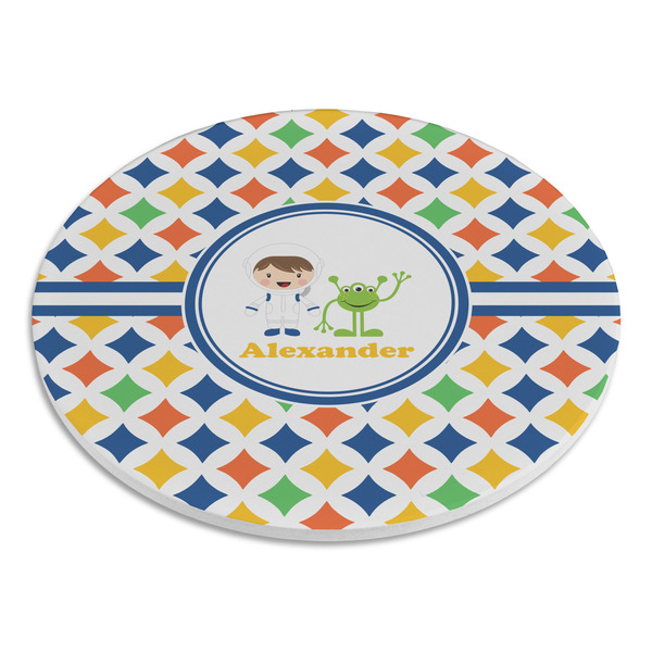 Boy's Astronaut Round Stone Trivet - Angle View