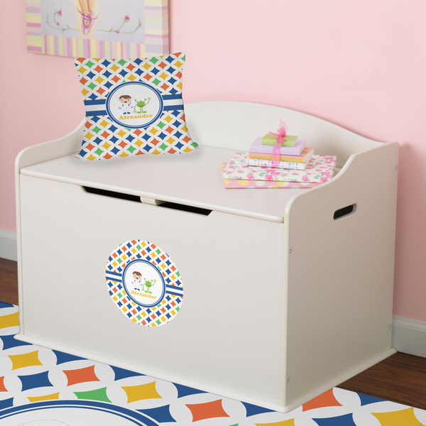 Boy's Astronaut Round Wall Decal on Toy Chest