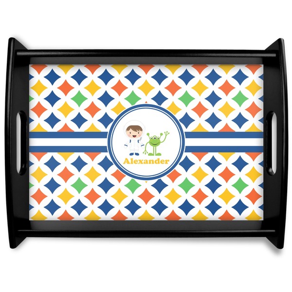 Custom Boy's Astronaut Black Wooden Tray - Large (Personalized)