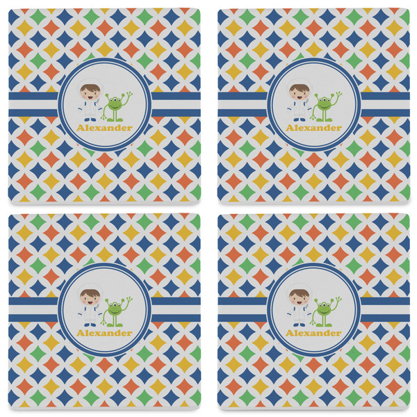 Boy's Astronaut Set of 4 Sandstone Coasters - See All 4 View