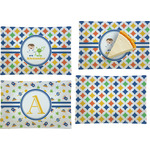 Boy's Astronaut Set of 4 Glass Rectangular Appetizer / Dessert Plate (Personalized)