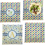 Boy's Astronaut Set of 4 Glass Square Lunch / Dinner Plate 9.5" (Personalized)