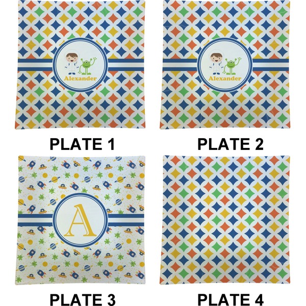 Boy's Astronaut Set of Square Dinner Plates (Approval)