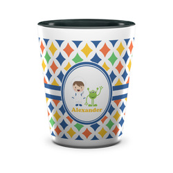 Boy's Astronaut Ceramic Shot Glass - 1.5 oz - Two Tone - Set of 4 (Personalized)