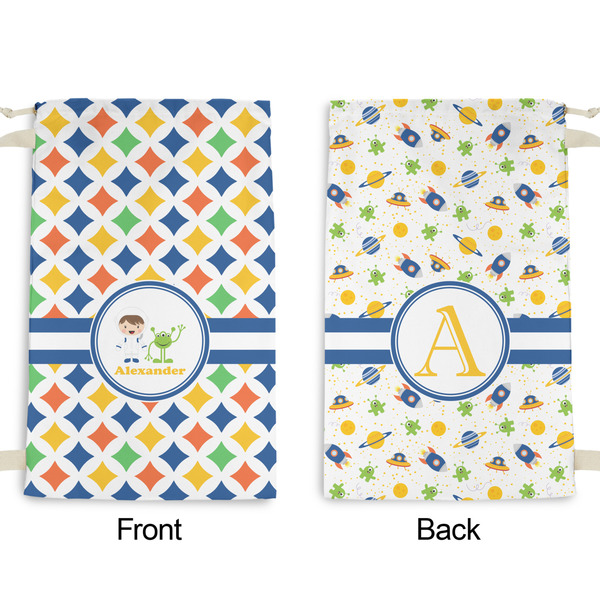 Boy's Astronaut Small Laundry Bag - Front & Back View