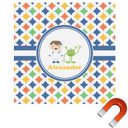 Boy's Astronaut Square Car Magnet - 6" (Personalized)