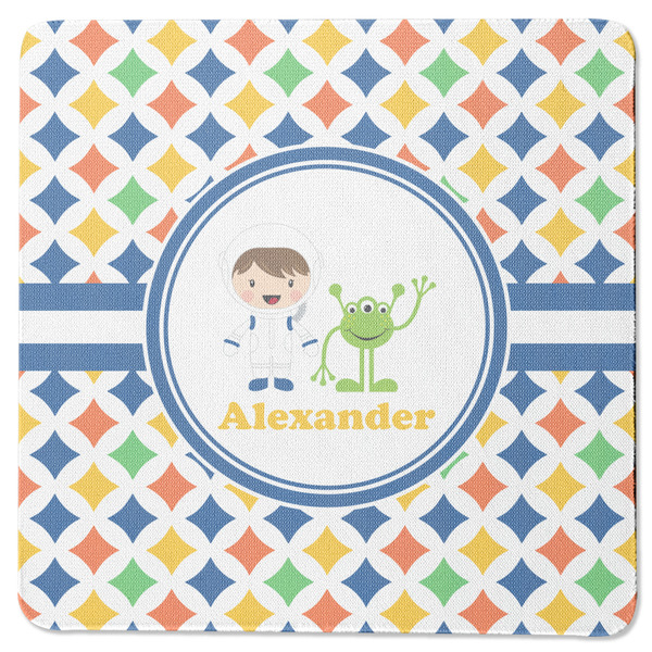 Custom Boy's Astronaut Square Rubber Backed Coaster (Personalized)