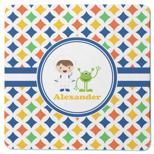 Custom Boy's Astronaut Square Rubber Backed Coaster (Personalized)