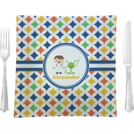 Boy's Astronaut 9.5" Glass Square Lunch / Dinner Plate- Single or Set of 4 (Personalized)