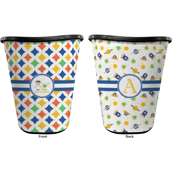 Boy's Astronaut Trash Can Black - Front and Back - Apvl