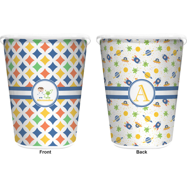 Boy's Astronaut Trash Can White - Front and Back - Apvl