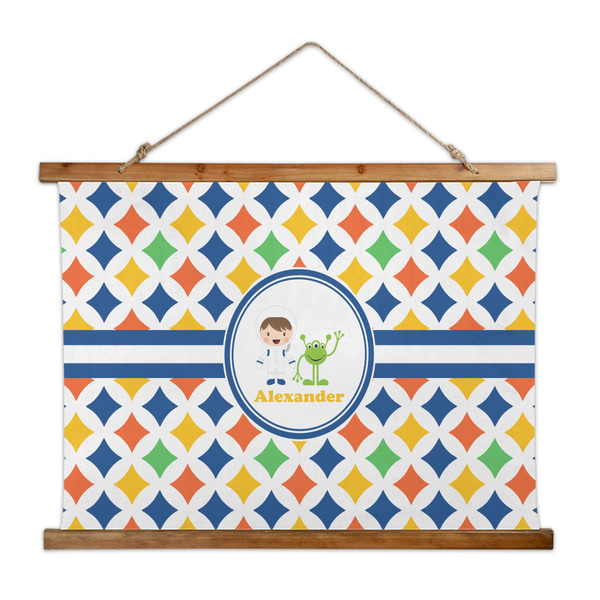 Custom Boy's Astronaut Wall Hanging Tapestry - Wide (Personalized)