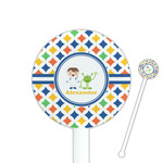 Boy's Astronaut 5.5" Round Plastic Stir Sticks - White - Single Sided (Personalized)
