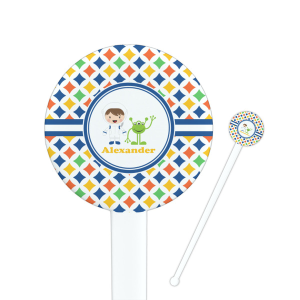 Custom Boy's Astronaut Round Plastic Stir Sticks (Personalized)