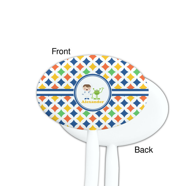 Boy's Astronaut White Plastic 7" Stir Stick - Single Sided - Oval - Front & Back