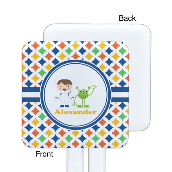 Boy's Astronaut White Plastic Stir Stick - Single Sided - Square - Approval