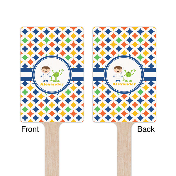 Boy's Astronaut Wooden 6.25" Stir Stick - Rectangular - Double Sided - Front & Back
