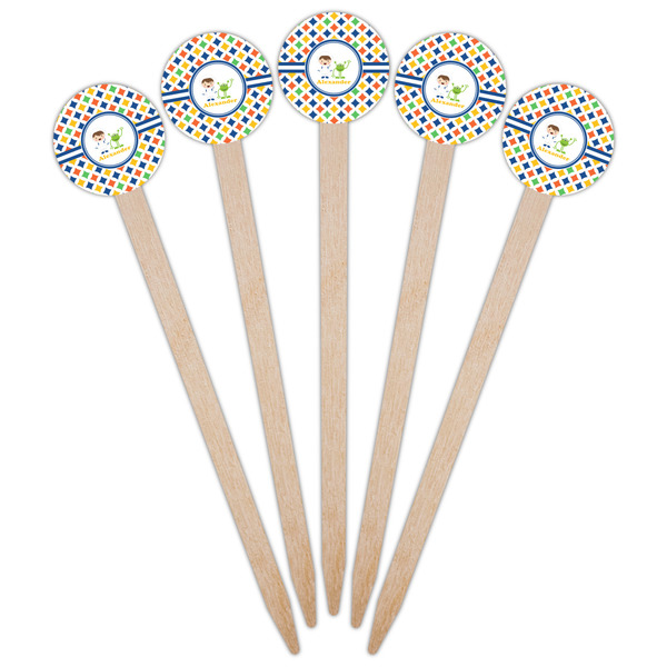 Boy's Astronaut Wooden 6" Food Pick - Round - Fan View