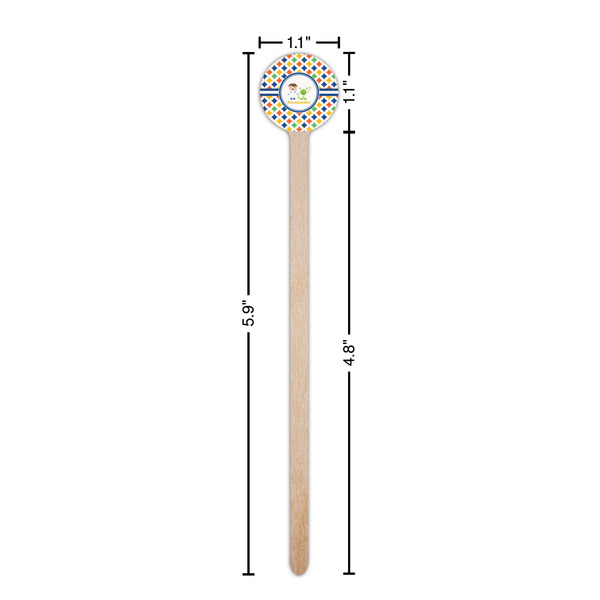 Boy's Astronaut Wooden 6" Stir Stick - Round - Dimensions