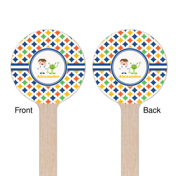 Boy's Astronaut Wooden 6" Stir Stick - Round - Double Sided - Front & Back