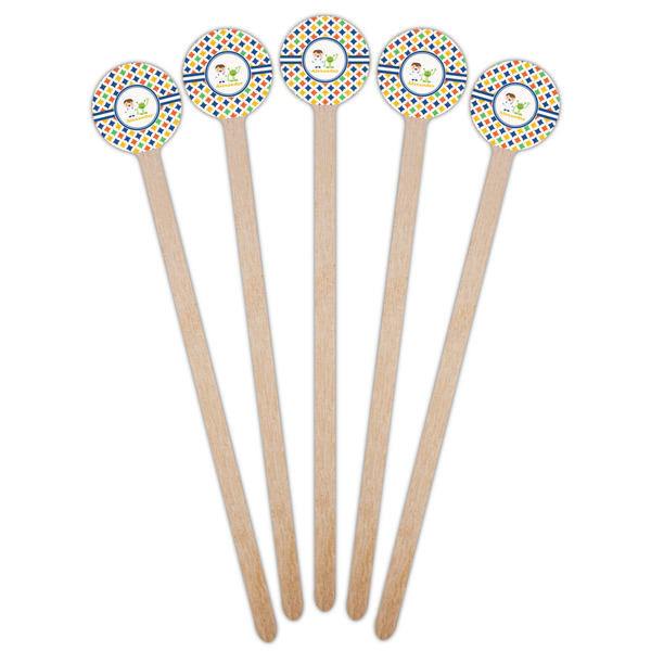 Boy's Astronaut Wooden 7.5" Stir Stick - Round - Fan View