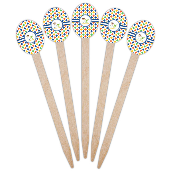 Boy's Astronaut Wooden Food Pick - Oval - Fan View