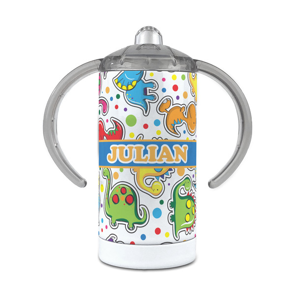 Custom Dinosaur Print 12 oz Stainless Steel Sippy Cup (Personalized)