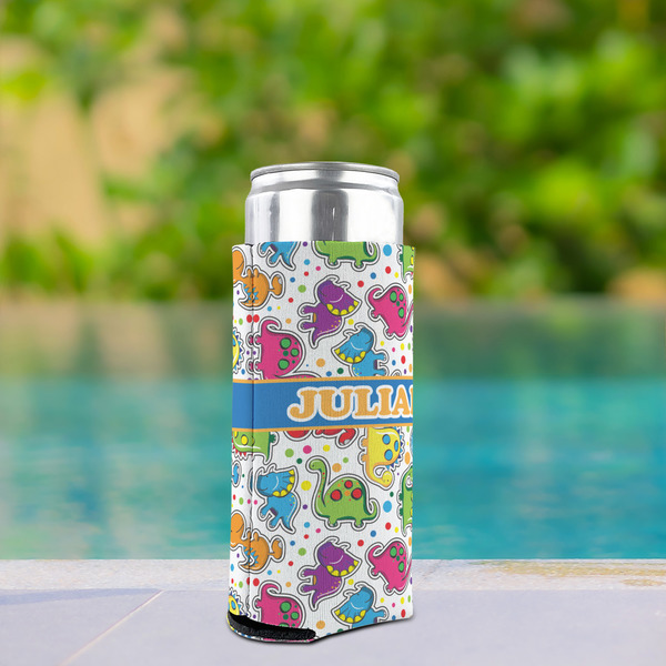 Dinosaur Print Can Cooler - Tall 12oz - In Context