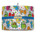 Dinosaur Print 16" Drum Pendant Lamp - Fabric (Personalized)