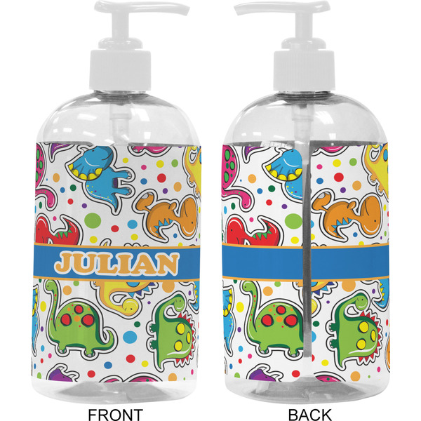 Dinosaur Print 16 oz Plastic Liquid Dispenser- Approval- White