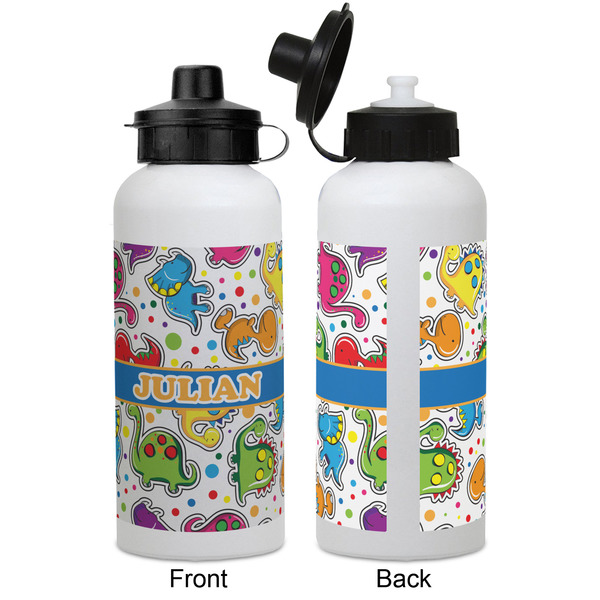Dinosaur Print Aluminum Water Bottle - White APPROVAL